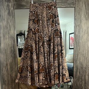 Bronx and Banco Brown Snake Print A-Line Skirt